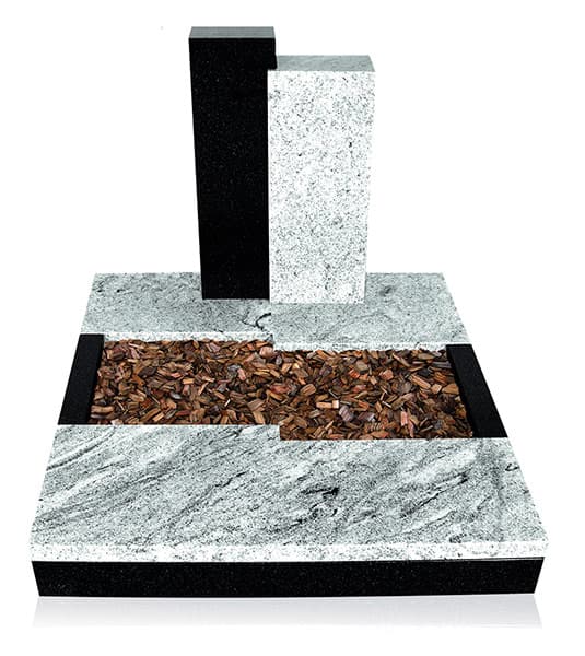 Grabanlage 4031 – Wiscont White und Super Black mit Grabdenkmal 9925