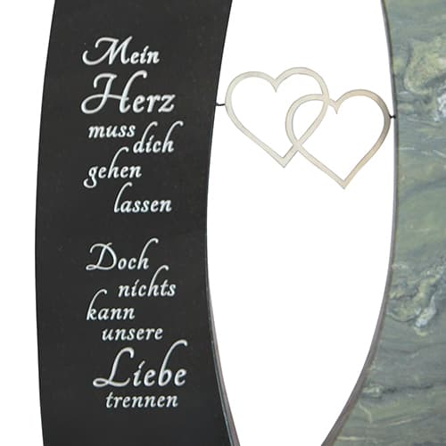 Grabstein-Veredelung mit Inschrift und Herz-Ornament